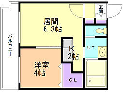 ヴィレッジ北大通壱番館 1LDKの間取図画像