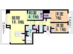 エクセルシオールエクス北34条 3LDKの間取図画像