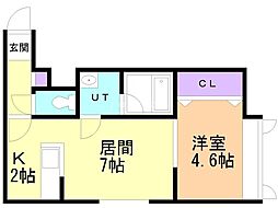 イーストビレッジ 1LDKの間取図画像