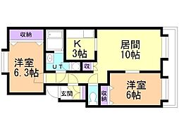 コスモライフ 2LDKの間取図画像