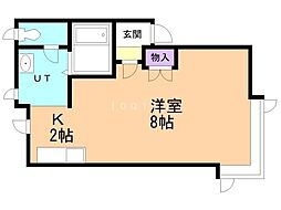 アーバンポイム46・17B 1Kの間取図画像