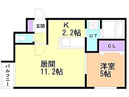 CREANORTH15A 1LDKの間取図画像