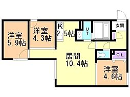 イー・エフ札幌東 3LDKの間取図画像