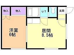 コーポアベニュー 1LDKの間取図画像