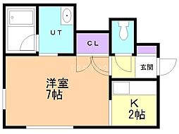 シュライン19 1Kの間取図画像