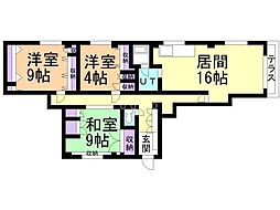 コーポラス東豊 3LDKの間取図画像
