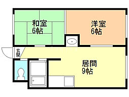 ラフォーレ北海 2DKの間取図画像