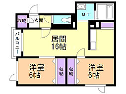 レジデンスY'S 2LDKの間取図画像