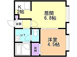 ヘルメス.2 1LDKの間取図画像