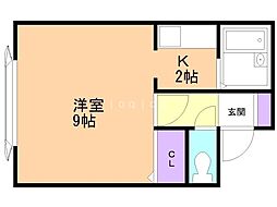 インペリアル34 1Kの間取図画像
