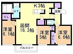 Grandzabo Honcho 3LDKの間取図画像