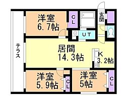 Grandzabo Honcho 3LDKの間取図画像