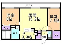Grandzabo Honcho 2LDKの間取図画像