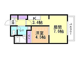 藤井ビル北11条 1LDKの間取図画像