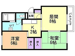 共栄マンション 2LDKの間取図画像