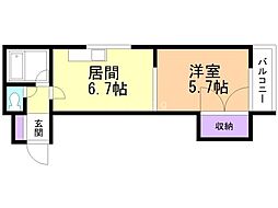 レジデンス東豊 1DKの間取図画像