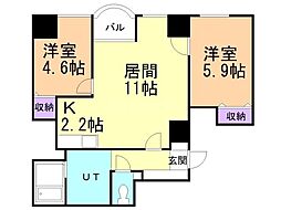 ロイヤルコート33 2LDKの間取図画像