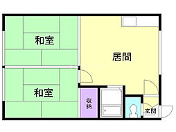 元町ホワイトハイツ 2DKの間取図画像