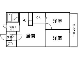 アーバンコート栄町 2LDKの間取図画像