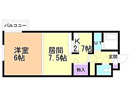 テラ元町 1LDKの間取図画像