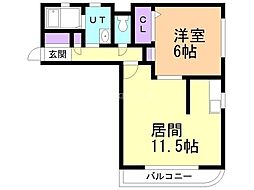 アシルN20 1LDKの間取図画像