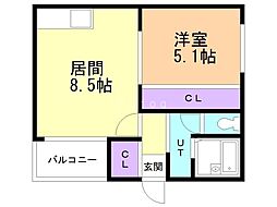 コートモンターニュ 1LDKの間取図画像
