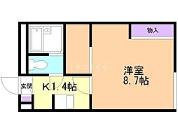 レオパレスエムス 1Kの間取図画像