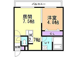 ブラントワール新道東 1LDKの間取図画像