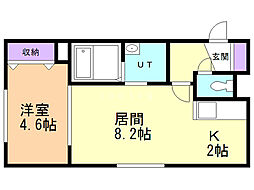 アミカル 1LDKの間取図画像