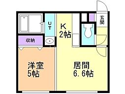 ピースハーモニー北10条 1LDKの間取図画像