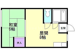 11条ハイツ 1LDKの間取図画像