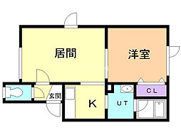 E.M.ハウス 1LDKの間取図画像