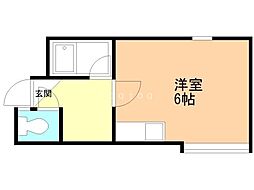 アップルハウス北19条 ワンルームの間取図画像