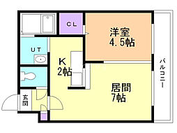 サンコート本郷通 1LDKの間取図画像