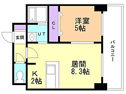 サンコート本通ガーデンヒルズ 1LDKの間取図画像