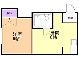リバーサイド菊水 ワンルームの間取図画像