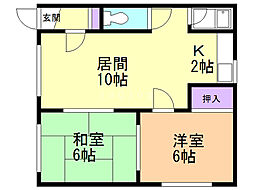 グランドハイツ 2LDKの間取図画像
