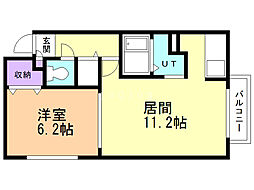 ミルキーウェイ菊水 1階1LDKの間取り