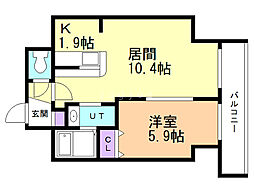 サンコート本郷通ガーデンヒルズ 1LDKの間取図画像