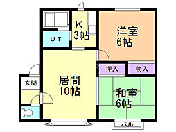 プロムナード菊水元町D 2LDKの間取図画像