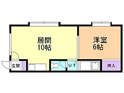 第16大成コーポ 1LDKの間取図画像
