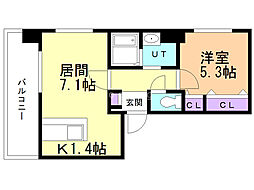 サンコート本通ガーデンヒルズ 1LDKの間取図画像