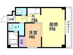 ラッフィナート 1階1LDKの間取り