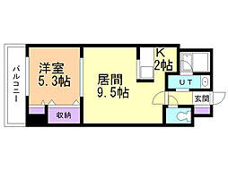 パークヒルズ白石 1LDKの間取図画像