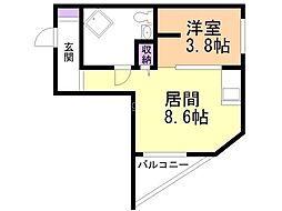 フレンズ本通南 1LDKの間取図画像
