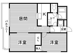 カーム平和 2LDKの間取図画像