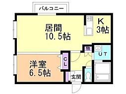 ノヴァ白石ーII 1LDKの間取図画像