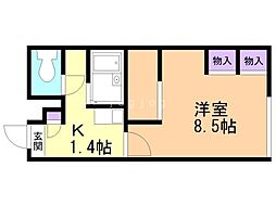 レオパレスレインボー 1Kの間取図画像