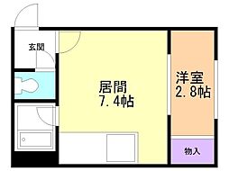 レスペデザ菊水 1DKの間取図画像