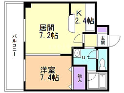 ラフィーコート 1LDKの間取図画像